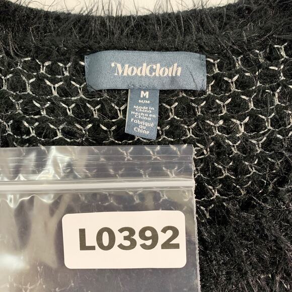 Modcloth M Nipping at Your Nose Cropped Sweater Metallic Black - Picture 3 of 8